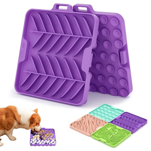 Puzzle Feeder Leckmatte für Hunde und Katzen mit Saugnäpfen, kreative Spleißmatte, spülmaschinenfest und gefrierbar, Anreicherungsspielzeug für Hunde, Violett von Puzzle Feeder