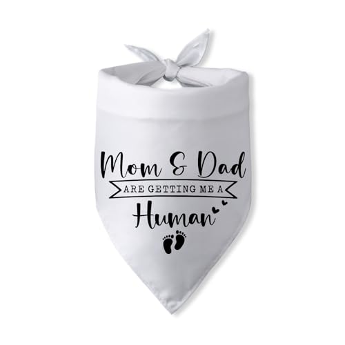 Bandana für Hunde mit Aufschrift "Mom & Dad are Getting Me a Human Dog", Schwangerschaftsankündigung für Eltern, cooles Geschlechts-Enthüllungs-Ideen, Hunde-Outfit, Baby-Ankündigung, Foto-Requisiten, von Pwrlveiut