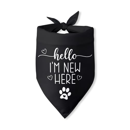 Hello I'm New Here Hundehalstuch, Geschenk für neue Besitzer, Welpen-Bandana, Hundebesitzer, Geschenke, Dreieck-Lätzchen, Schal, Zubehör für kleine und mittelgroße Hunde, Haustiere von Pwrlveiut