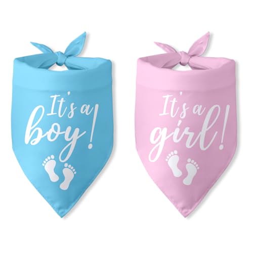 Hundehalstuch mit Aufschrift "It's A Girl It's A Boy", Gender Reveal, Baby-Ankündigung, Hundehalstuch, Bandana für Hunde, Welpen, Dreiecks-Lätzchen, Schal, Zubehör für kleine und mittelgroße Hunde, 2 von Pwrlveiut