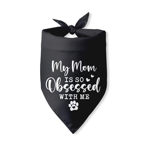 Hundehalstuch mit Aufschrift "My Mom is so Obsessed with Me", Geschenk zum Muttertag, Geburtstag, Dreieckstuch für Haustiere, Zubehör für Haustiere von Pwrlveiut