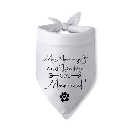 Hundehalstuch mit Aufschrift "My Mommy and Daddy Got Married", zur Verlobung, Hochzeit, Ankündigung, Foto-Requisiten für Haustiere, Hunde, Verlobungsgeschenke für Sie, Ihn, Hochzeitsoutfit für von Pwrlveiut