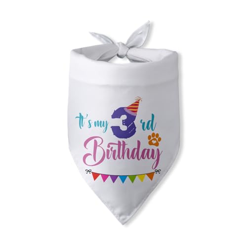 Hundehalstücher mit Aufschrift "It's My 3rd Birthday", für Welpen, 3. Geburtstag, Partyzubehör, Dreijahresgeschenk, Dreieckstuch für Hunde von Pwrlveiut