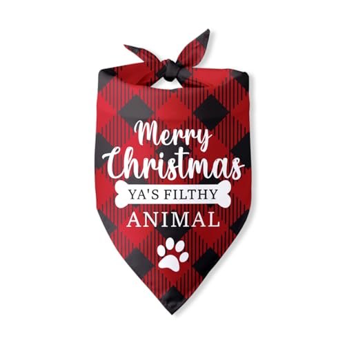 Hundehalstücher mit Aufschrift "Merry Christmas Ya's Filthy Animal", rotes Haustierschal, Welpen-Halstuch, Dreieck-Lätzchen, Schal, Zubehör für kleine, mittelgroße Hunde und Haustiere von Pwrlveiut