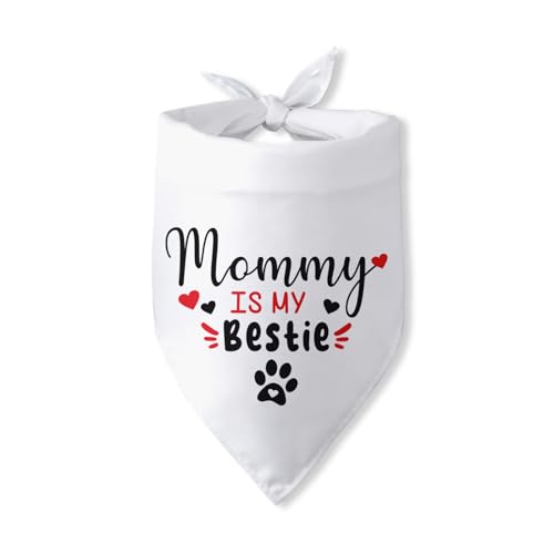 Lustiges Hundehalstuch mit Aufschrift "Mommy is My Bestie" für Hunde, Hundehalstuch, Dreiecks-Lätzchen, Schal, Zubehör für kleine, mittelgroße Hunde und Haustiere von Pwrlveiut