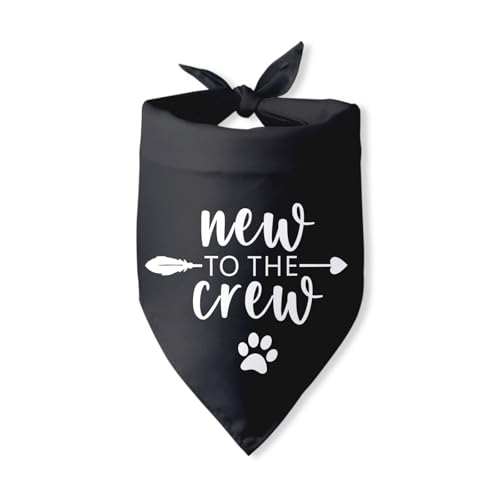 New to The Crew Hundehalstuch, Geschenk für neue Besitzer, Geschenk für neue Welpen, Ankündigung, Foto-Requisiten, Zubehör für kleine, mittelgroße Hunde, Haustiere (schwarz) von Pwrlveiut