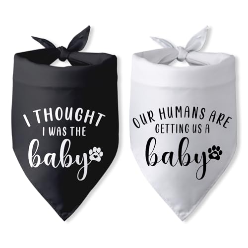 Our Humans are Getting us a Baby Dog Bandana Dog Schwangerschaftsankündigung Hundeschal Zubehör Gender Reveal Dog Bandana Baby Ankündigung Foto Requisiten für große, mittelgroße und kleine Hunde 2 von Pwrlveiut