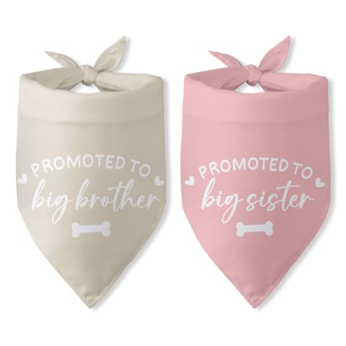 Promoted to Big Brother Sister Dog Bandana Gender Reveal Dog Triangle Scarf Big Brother Big Sister Announcement Photo Props Dog Scarf Accessories for Large Medium Small Dog 2 Packs von Pwrlveiut