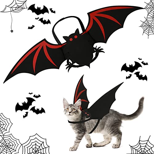 Haustier Halloween Fledermaus Kostüm, Vivid Fledermaus Rote Flügel Kleidung, Hund Katze Haustier Cosplay Kleidung Pets Kostüm, für Kleine Mittlere Hunde Katzen Welpen, Halloween Magie Party von Pwsap