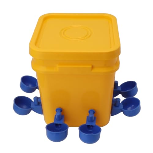 Pwshymi Automatische Hühnertränkeschale, Hühnertränkebecher, Trinkbecher-Set mit 12-l-Fass für Geflügel-Tränkeausrüstung, Gänse-Ente, (Eimer + Blauer Vogelnapf + Schwarze von Pwshymi