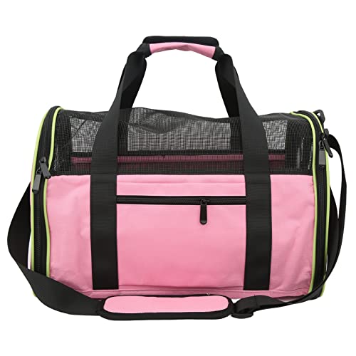 Haustier-Katzen-Hunde-Tragetasche, Tragbar, Faltbare Haustiertasche, Mesh-Belüftungsdesign, Haustier-Reisetasche, 600D-Nylon, Outdoor-Tragetasche mit Verstellbarem Schultergurt (Hell-Pink) von Pyhodi