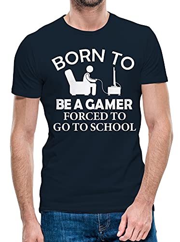 Herren T-Shirt Born to be Gamer Play Station Xbox Top Geburtstag Tee S bis 5XL (Marineblau, 3XL) von Python Clothing