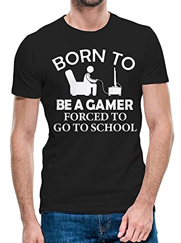 Herren T-Shirt Born to be Gamer Play Station Xbox Top Geburtstag Tee S bis 5XL (Schwarz, S) von Python Clothing