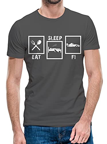 Herren T-Shirt Eat Sleep F1 Formel 1 Race Sport Top Geburtstag Tee S bis 5XL (Anthrazit, S) von Python Clothing