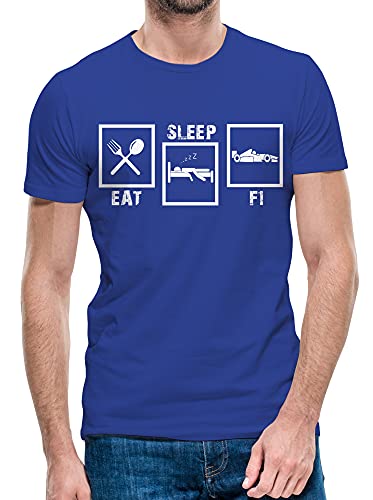 Herren T-Shirt Eat Sleep F1 Formel 1 Race Sport Top Geburtstag Tee S bis 5XL (blau, L) von Python Clothing