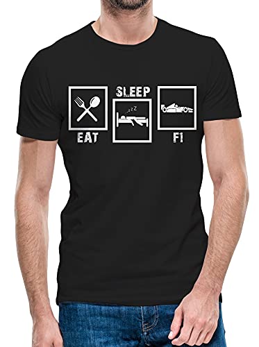 Herren T-Shirt Eat Sleep F1 Formel 1 Race Sport Top Geburtstag Tee S bis 5XL (schwarz, 2XL) von Python Clothing
