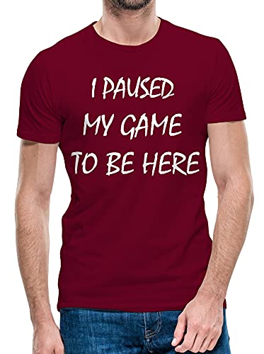Herren T-Shirt I Paused My Game Play Station Xbox Top Geburtstag Tee S bis 5XL (Kastanienbraun, 2XL) von Python Clothing