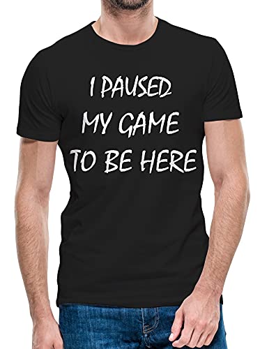 Herren T-Shirt I Paused My Game Play Station Xbox Top Geburtstag Tee S bis 5XL (Schwarz, M) von Python Clothing