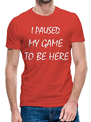Herren T-Shirt I Paused My Game Play Station Xbox Top Geburtstag Tee S bis 5XL (rot, 2XL) von Python Clothing