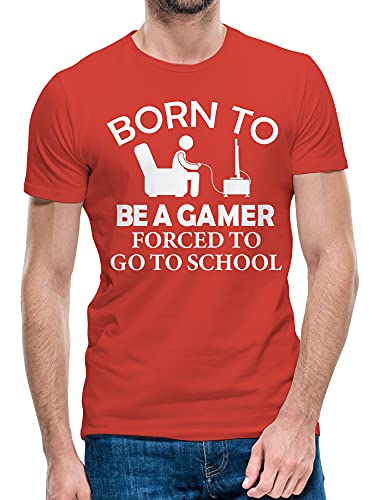 Herren T-Shirt mit Aufschrift „Born to be Gamer“, PlayStation Xbox, Gr. S bis 5XL (rot, S) von Python Clothing