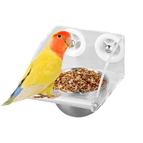 Bird Cage Feeder, Food Dispenser Stainless Steel, Waterproof Transparent Bird Feeder, with Perch, for Budgies, Cockatiel, Finches, Parakeet, Lovebirds, 4.33x5.91x4.13 In, 1 Pack Bird Cage Feeder, Food Dispenser Stainless Steel, Waterproof Transparent Bird Feeder, with Perch, for Budgies, Cockatiel, Finches, Parakeet, Lovebirds, 4.33x5.91x4.13 In, 1 Pack von Pzuryhg
