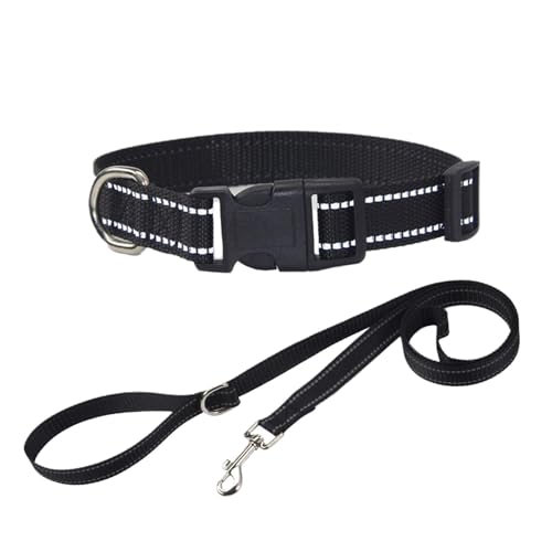 Dog Collar Set, Reflective Strips Leash and Harness, Quick Release Buckle Pet Leader, Adjustable, Breathable Outdoor Puppy Training Gear for Small to Large Dogs, 50 x 2.5 x 1cm von Pzuryhg