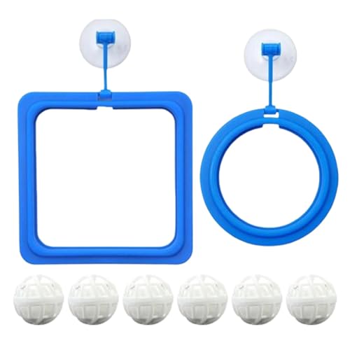 Floating Turtle Feeding Rings with Suction Cups, 2X Set | Fish Food Feeders for Turtle, Betta, Guppy & Small Fish with 6 Nitrifying Balls for Clean Tankfor Turtle, Betta, Guppy, Small Fish von Pzuryhg