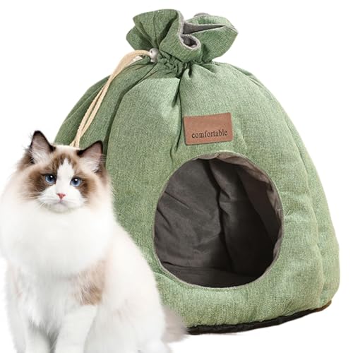 Foldable Cat Hideaway Tent House - Portable Washable Pet Pod for Cats and Dogs, Soft Non-Slip Winter Bed with Removable Mat for Indoor Use, Comfortable Pet for Cats 17.72x17.72x15.75 Inches von Pzuryhg