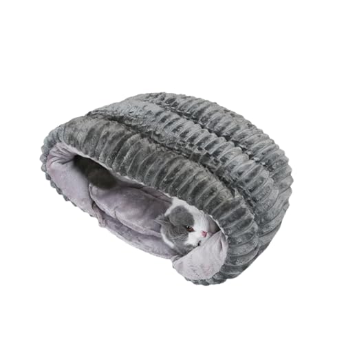 Katzenbett, Haustierschlafbetten, Winterbett für Katzen, Slipper-förmiger Katzenschlafsack aus Samt, geschlossenes Winterhaustierbett, gemütliche - und Winterbetten, 17,72 x 17,72 x 11,81 Zoll f von Pzuryhg