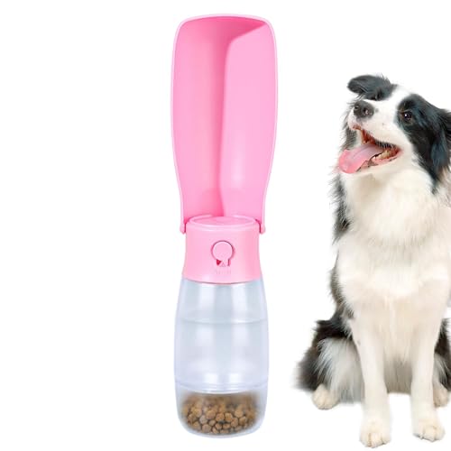 Pzuryhg Hund Reise Wasserflasche | Wasserspender mit Futterbehälter - Faltbare Wasserflasche Welpe Trinknapf Auslaufsicher Wasserspender für Haustiere Reisen Outdoor Walking von Pzuryhg