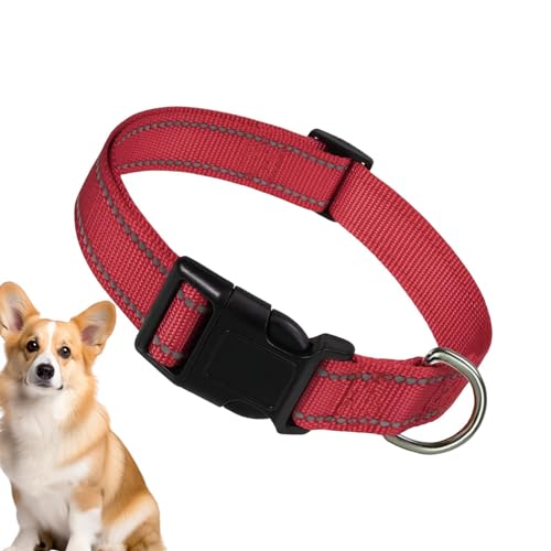 Pzuryhg Reflektierendes Hundehalsband, reflektierendes Haustierhalsband – atmungsaktiv, bequem, verstellbar, Nylon, Haustierhalsband für mittelgroße Hunde von Pzuryhg