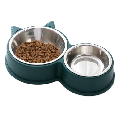 Stainless Steel Cat Bowls, 11.81x5.51x1.97 in Anti-Slip Cat Ear-Shaped Feeder, Thickened Water & Food Dish, Puppy Licking Bowl, Tip-Resistant Pet Supplies for Outdoor and Indoor von Pzuryhg