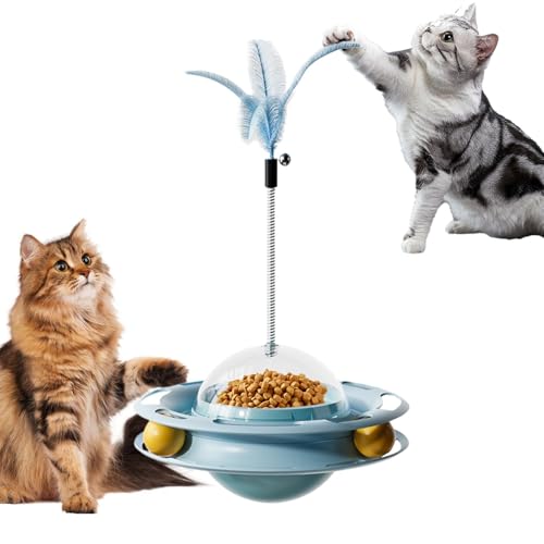 Wrohto Interactive Windmill Cat Toys, 4-in-1 Kitten Toy, Durable and Safe Materials: - Treat Dispenser Toy, Slow Food Dispenser Cat Toys, Indoor Cat Toy, Outdoor Cat Toy, 28x18cm/11.02x7.09 inches von Pzuryhg