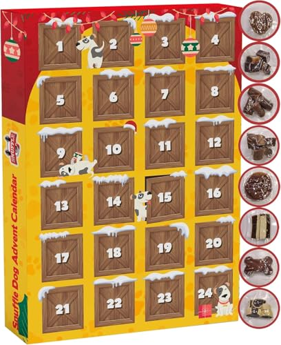 Snuffle Adventskalender Hund, 24 abwechslungsreiche Snacks für Hunde, Adventskalender Hunde mit große Auswahl an Leckerlis für Hunde, 36 x 24 x 3,5 cm, Beef von Q honey