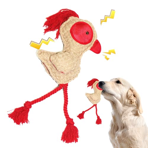 Q monster Hundespielzeug aus Seil, quietschend, Plüsch, Stofftiere, Schlepper, Huhn, Rot von Q monster