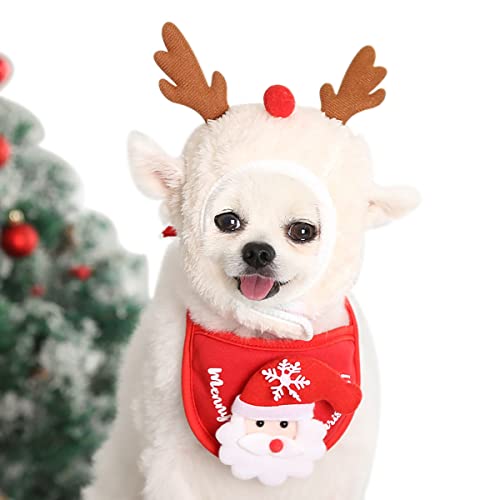 Q&A Hundeweihnachtsgeschenke, Hundemütze und Schal für kleine Hunde, warme Hundemützen, Hundeweihnachtspullover (Elch) von Q&A