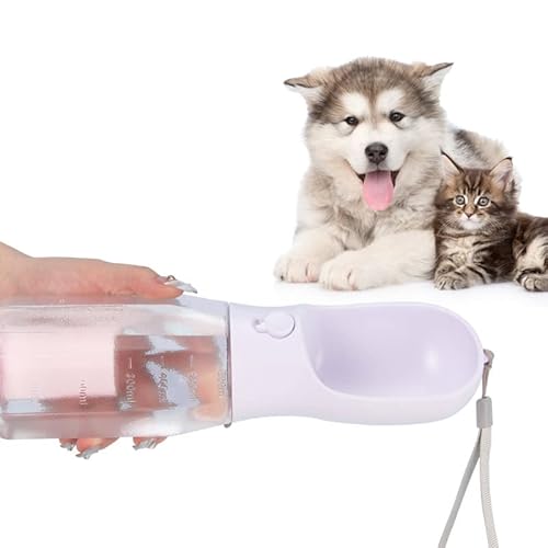 Trinkflasche Hund für Unterwegs, 600ml Tragbare Hundetrinkflasche mit 100ml Hundefutterflasche, Hundeflasche Unterwegs Wasserflasche Hund Reisetrinknapf für Hunde Klein von QANIUOS