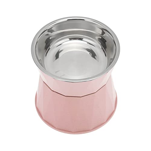 Erhöhter Futternapf für Haustiere, Katzennapf aus Edelstahl, doppelter Futter- und Wassernapf für kleine Hunde und Katzen (Pink [high Double Bowl]) von QANYEGN