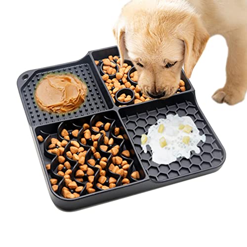 QARIDO Leckkissen für Hunde | Silikonmatte für langsames Füttern - 20,3 x 20,3 x 0,9 Zoll Trocken-/Nassfutter mit 99 Saugnäpfen, Hundeleckmatte zur Linderung von Langeweile bei Haustieren von QARIDO