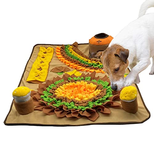 QARIDO Schnüffelmatte für Hunde,Sunflower Design Katzen Hund Puzzle Spielzeug | Sound Crinkly Pet Interaktives Hundepuzzle-Spielzeug fördert die natürliche Nahrungssuche für Training und Linderung von QARIDO