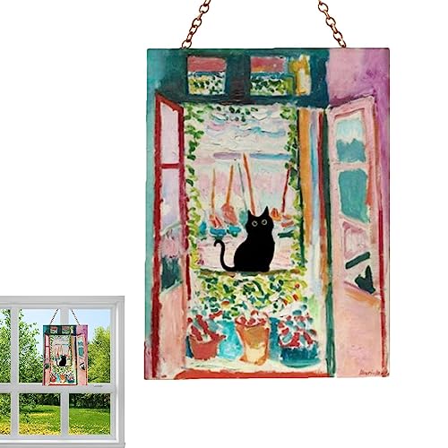 Sonnenfänger Katzenornament | Acryl-Katzen-Sonnenfänger-Ornament | Tragbare Katzen-Fensterdekoration aus Acryl, Katzen-Fensterdekoration für Auto, LKW, Zimmer Qarido von QARIDO