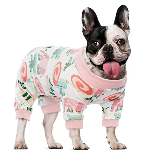 Hunde-Pyjama, Cartoon-Haustier-Overall, weiche Baumwolle, Hundekleidung mit 4 Beinen, atmungsaktiver Haustier-Einteiler, Hundehaarausfall-Abdeckung, leichte Hunde-Pyjama-Bekleidung von QBLEEV