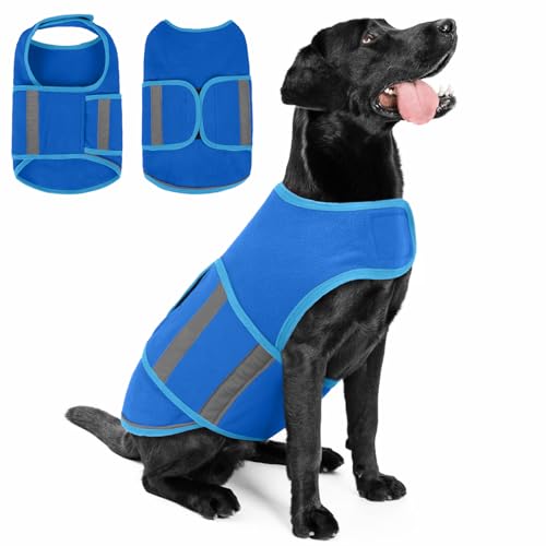 QBLEEV Hundepullover für große Hunde, Fleece-Weste, Hunde-Sweatshirt, warmer Pullover, Hundekleidung für den Winter, reflektierende Hundejacke mit Loch für die Leine, Wintermantel für kleine, von QBLEEV