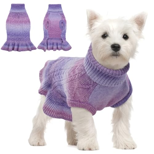 QBLEEV Hundepullover für mittelgroße Hunde, Hundepullover Kleid Pullover Welpenpullover Grün Haustier Pullover Warme Winter Hund Weihnachten Pullover Weste Doggie Pullover Rollkragen Hundepullover für von QBLEEV