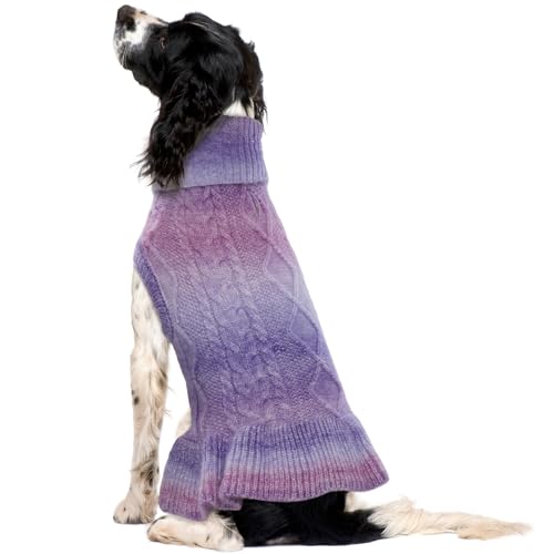 QBLEEV Hunde-Pulloverkleid, Weihnachtspullover für mittelgroße Hunde, Welpenpullover, weicher Haustierpullover, warmer Winter-/Herbst-Hundepullover, Weste, maßgeschneiderter Rollkragen, Urlaub, von QBLEEV