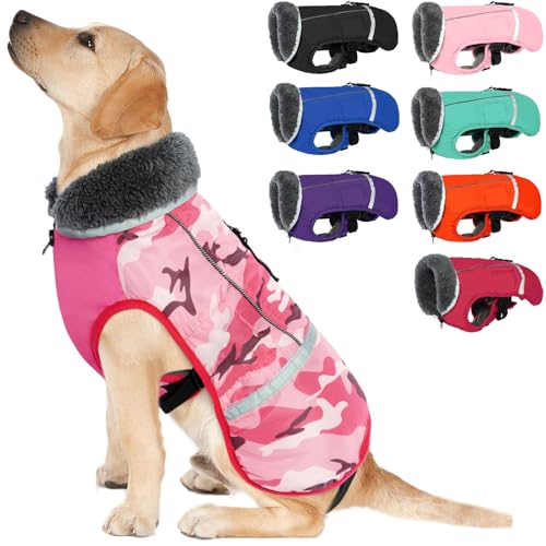 QBLEEV Hundewintermantel, warm, reflektierende Hundejacke, Rollkragen, wasserdicht, für kaltes Wetter, Dickes Fleecefutter Hund-, Haustierbekleidung, Weste, Schneeanzug für alle Hundegrößen, Größe XL von QBLEEV