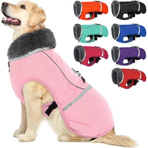 QBLEEV Hundewintermantel, warm, reflektierende Hundejacke, Rollkragen, wasserdicht, für kaltes Wetter, dickes Fleecefutter Hund-, Haustierbekleidung, Weste, Schneeanzug für alle Hundegrößen, Größe XL von QBLEEV