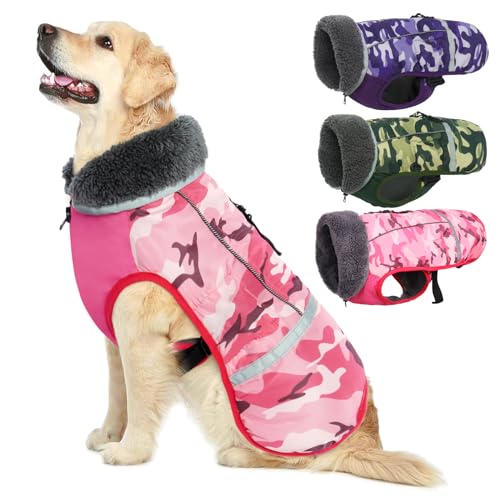 QBLEEV Hundewintermantel, warm, reflektierende Hundejacke, Rollkragen, wasserdicht, für kaltes Wetter, dickes Fleecefutter Hund-, Haustierbekleidung, Weste, Schneeanzug für alle Hundegrößen, Größe XL von QBLEEV