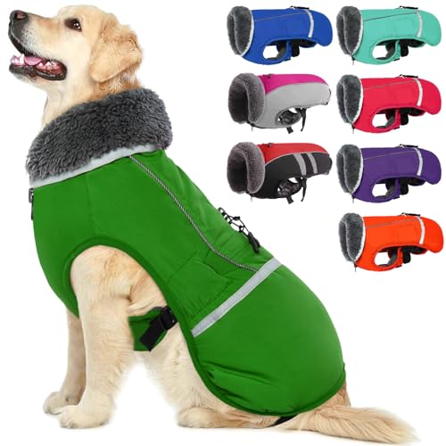 QBLEEV Hundewintermantel, warm, reflektierende Hundejacke, Rollkragen, wasserdicht, für kaltes Wetter, Dickes Fleecefutter Hund-, Haustierbekleidung, Weste, Schneeanzug für alle Hundegrößen, Größe XL von QBLEEV