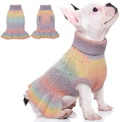 QBLEEV Weihnachtspullover für kleine Hunde für Mädchen, Weihnachtspullover für Hunde, Hundepullover, Kleid, Welpenpullover, weicher Haustierpullover, warmer Winter-/Herbst-Hundepullover, Weste, von QBLEEV